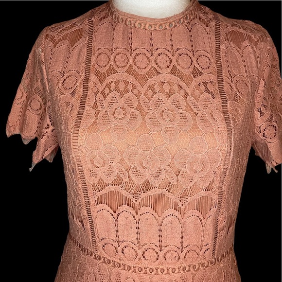 Blu Pepper Lace Mock Neck Mini Dress Pink Blush - Picture 4 of 7